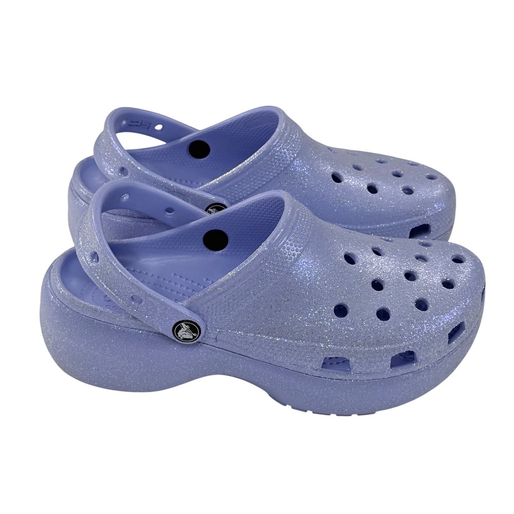 Crocs Classic Platform Clog Womens 9 Lavender Purple Glitter Fairy Whimsy Y2K